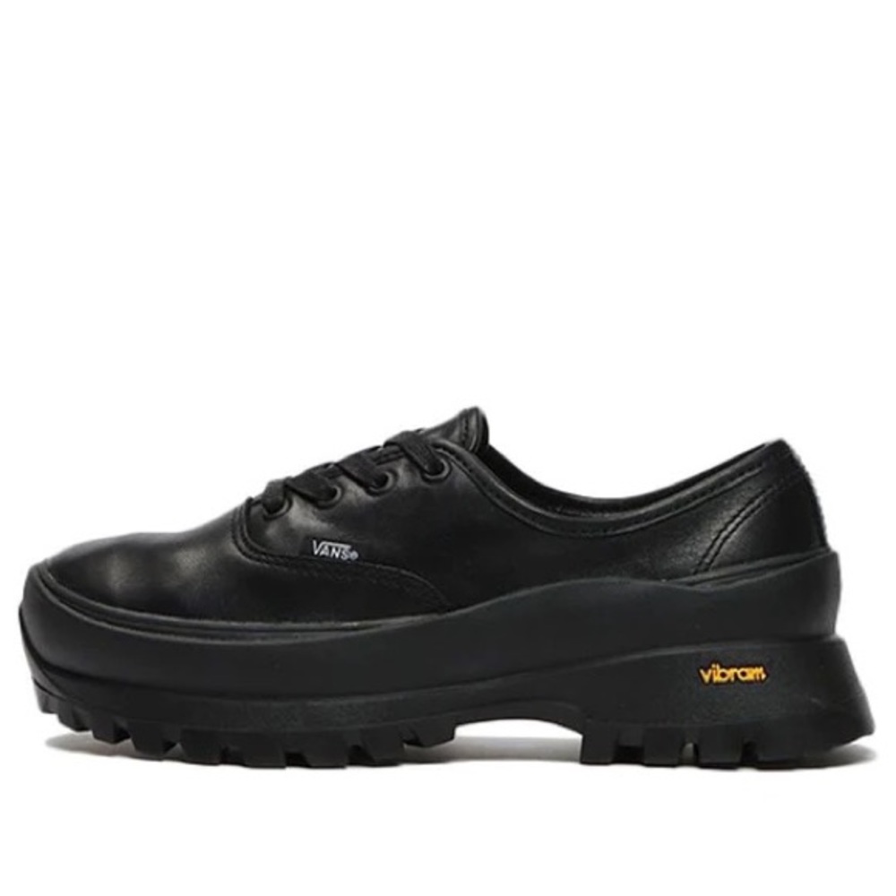Vans Black Leather Platform Lace-Up Low-Top Sneakers